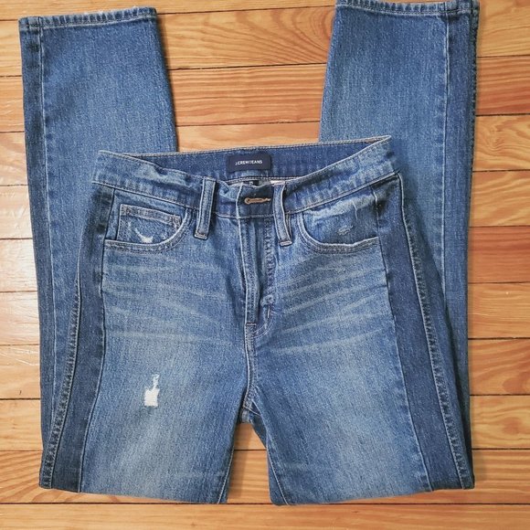 J Crew NWOT "Sample" High Waist VTG Straight Two-Toned Panels Distressed Sz 25 - Picture 3 of 10